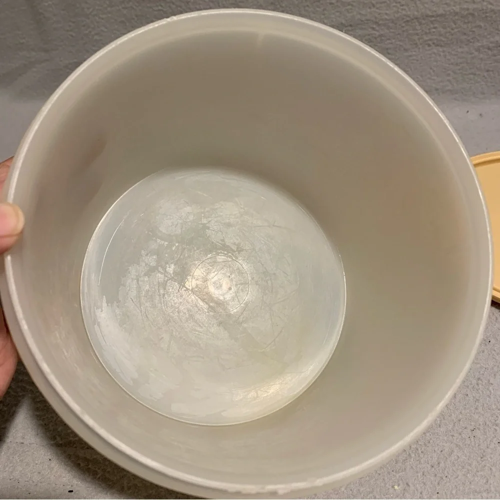 Vintage Beige Tupperware Round Storage Container Canister